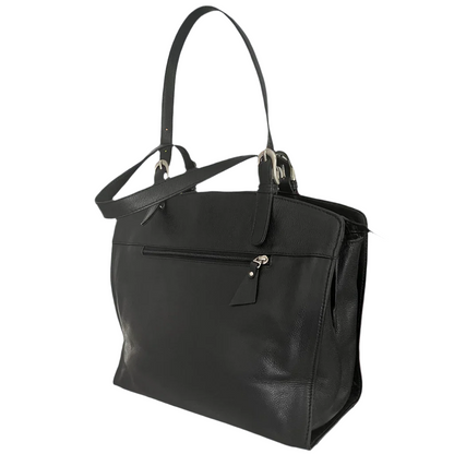 Large Leather Shoulder Bag - Red Black with Black Straps