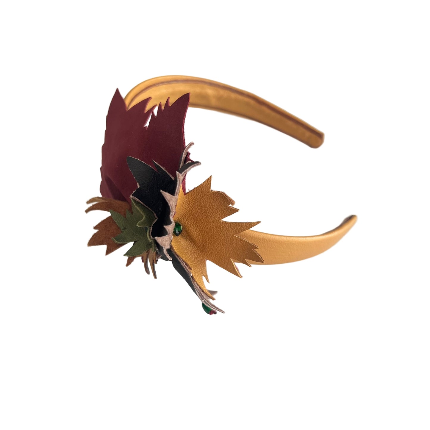 Maple Leaf Headband - Autumn Fall Hair Accessory with Bead Accents