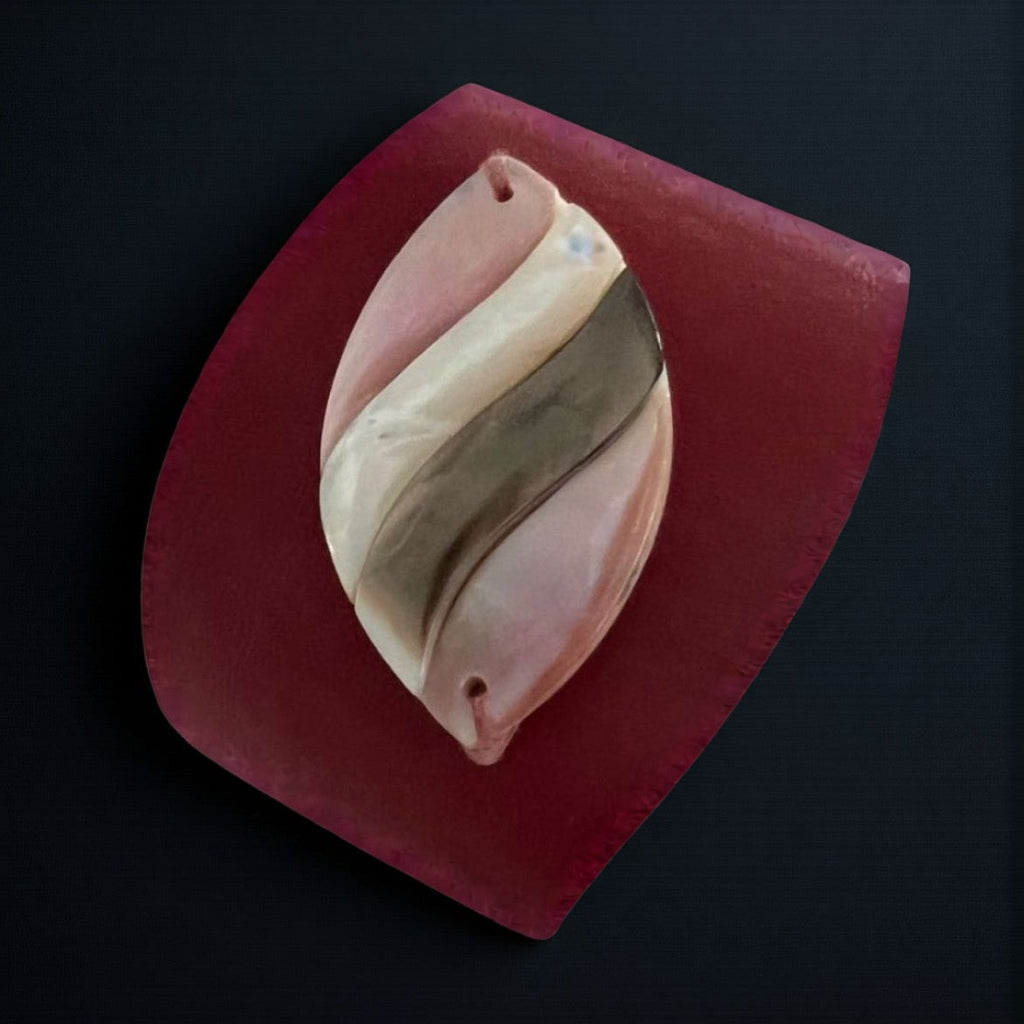 Red Abalone Shell Leather Cuff
