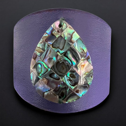 Purple Abalone Shell Leather Cuff