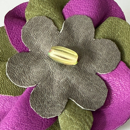 close-up of a handmade flower-shaped accessory