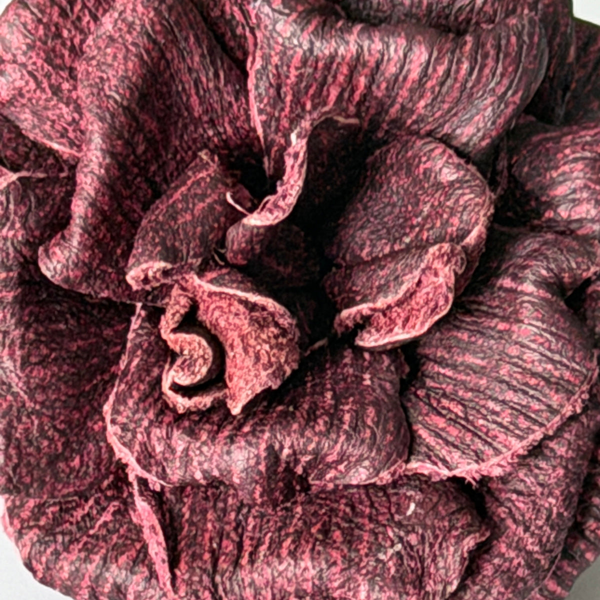  close-up of a leather flower