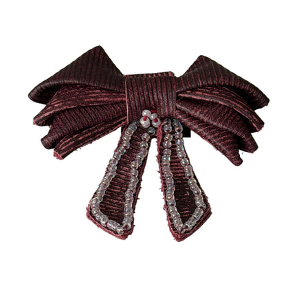 burgundy ribbon hair bow