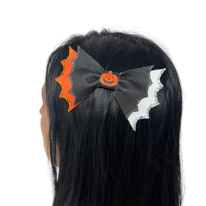 Spooky Wings & Pumpkin Bow Hair Clip