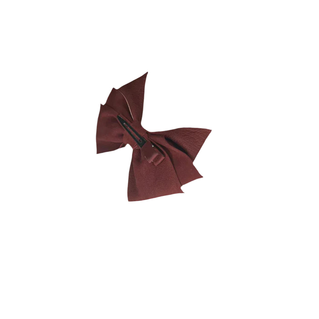 Elegant Burgundy Pleated Bow Hair Pin