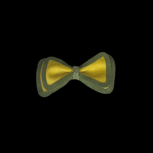 Leather Bow Duo Hair Pin with Ribbon Detail