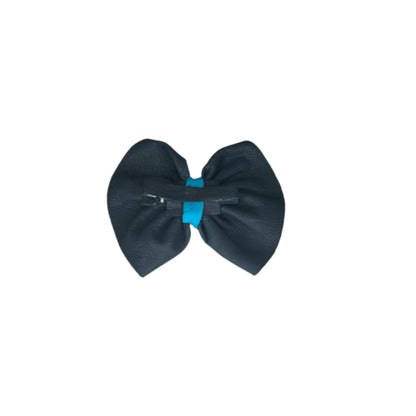 Navy Blue Leather Bow Hair Pin