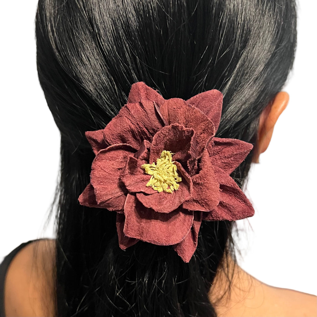 Leather Multi-Layered Floral Hair Tie