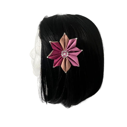 Complete Leather Flower Hair Accessory Set - Pink Tones