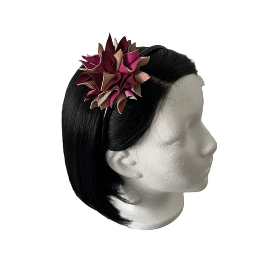 Multi-Tone Pink Leather Flower Hair Accessory Set