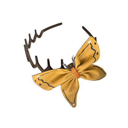 3-in-1 Handpainted Leather Butterfly Hair Accessory Set - Light Brown