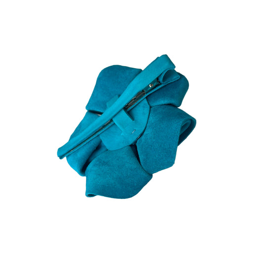 Turquoise Suede 3-in-1 Flower Hair Accessory Set with Swarovski Crystal