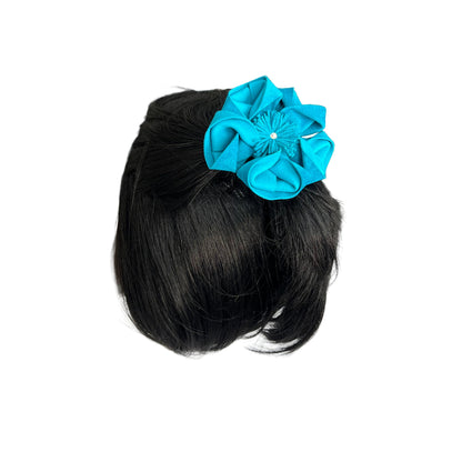 Turquoise Suede 3-in-1 Flower Hair Accessory Set with Swarovski Crystal