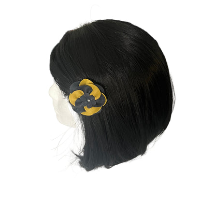 3-in-1 Premium Leather Flower Hair Accessory - Headband, Hair Tie & Hair Pin with Swarovski Crystal