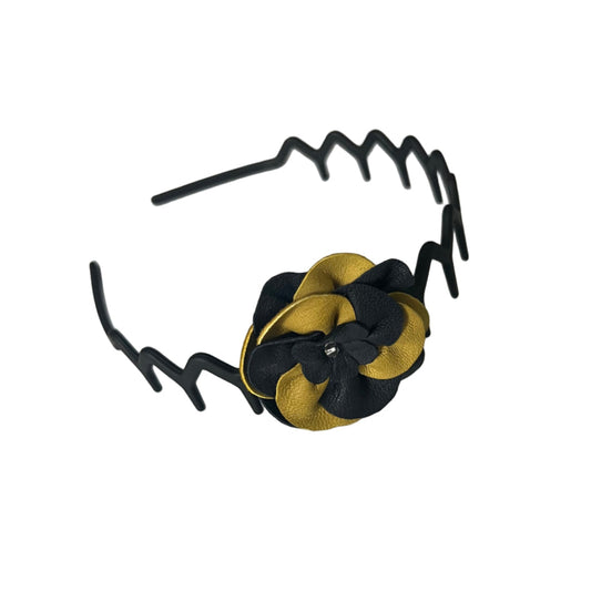 3-in-1 Premium Leather Flower Hair Accessory - Headband, Hair Tie & Hair Clip with Swarovski Crystal