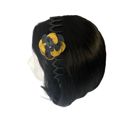 3-in-1 Premium Leather Flower Hair Accessory - Headband, Hair Tie & Hair Pin with Swarovski Crystal