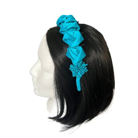 Handcrafted Turquoise Blue Origami Suede Headband