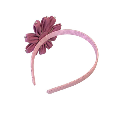 Pink Leather Headband with Daisy & Glass Beads