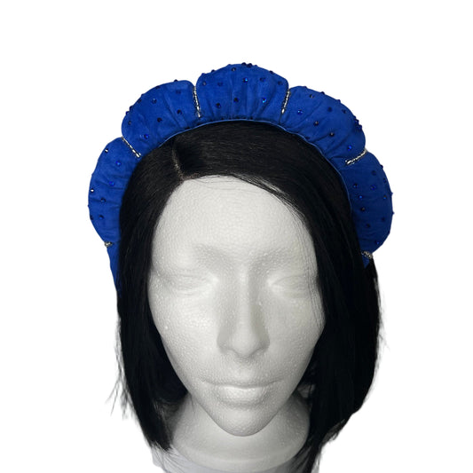 Royal Blue Suede Rhinestone Headband - Hair Accessory