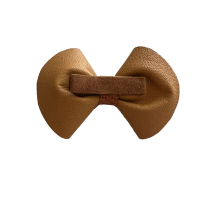Caramel & Brown Two-Tone Leather Bow Hair Clip