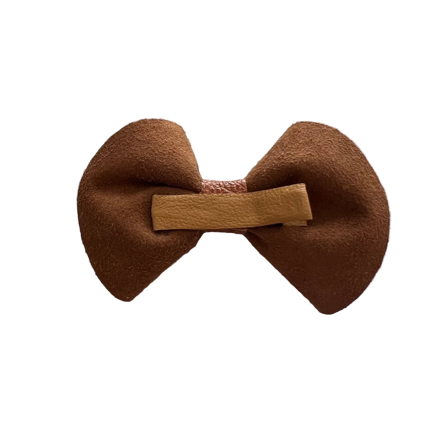 Tan & Brown Two-Tone Suede Leather Bow Hair Clip