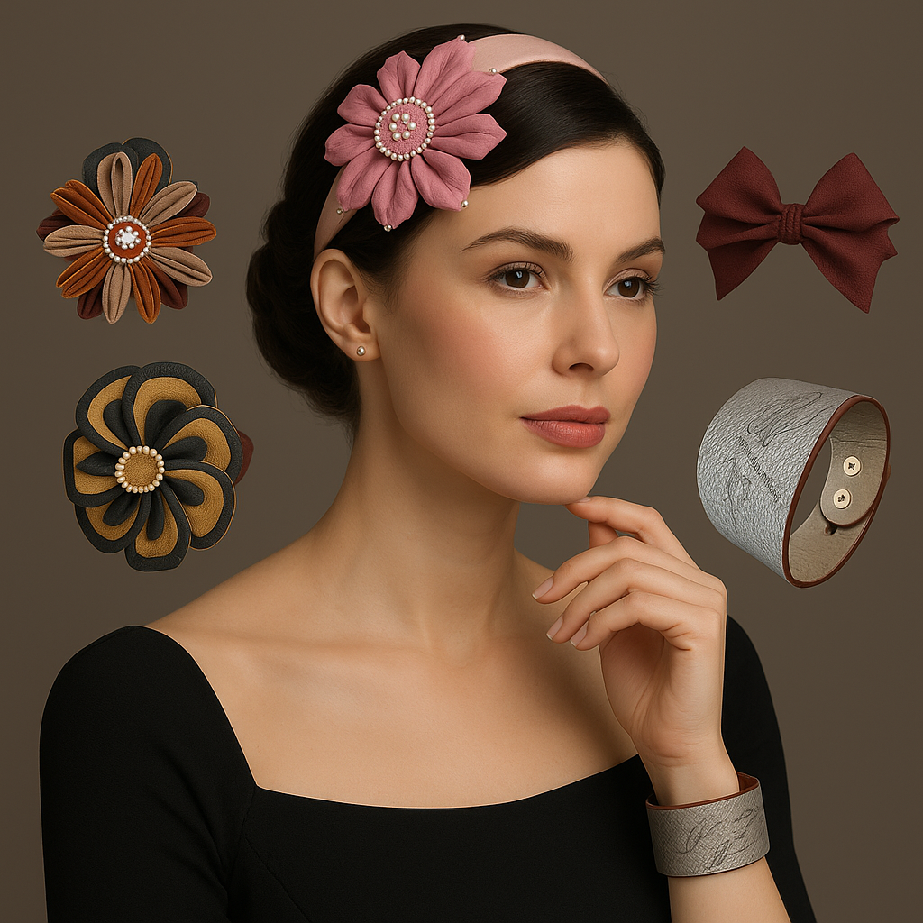 Complete hair accessories and leather bracelets boutique banner