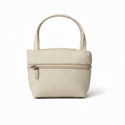 Cream Mini Bag Single Zipper White Background