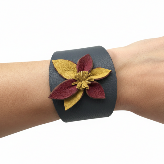 Dahlia Bloom cuff model white bg