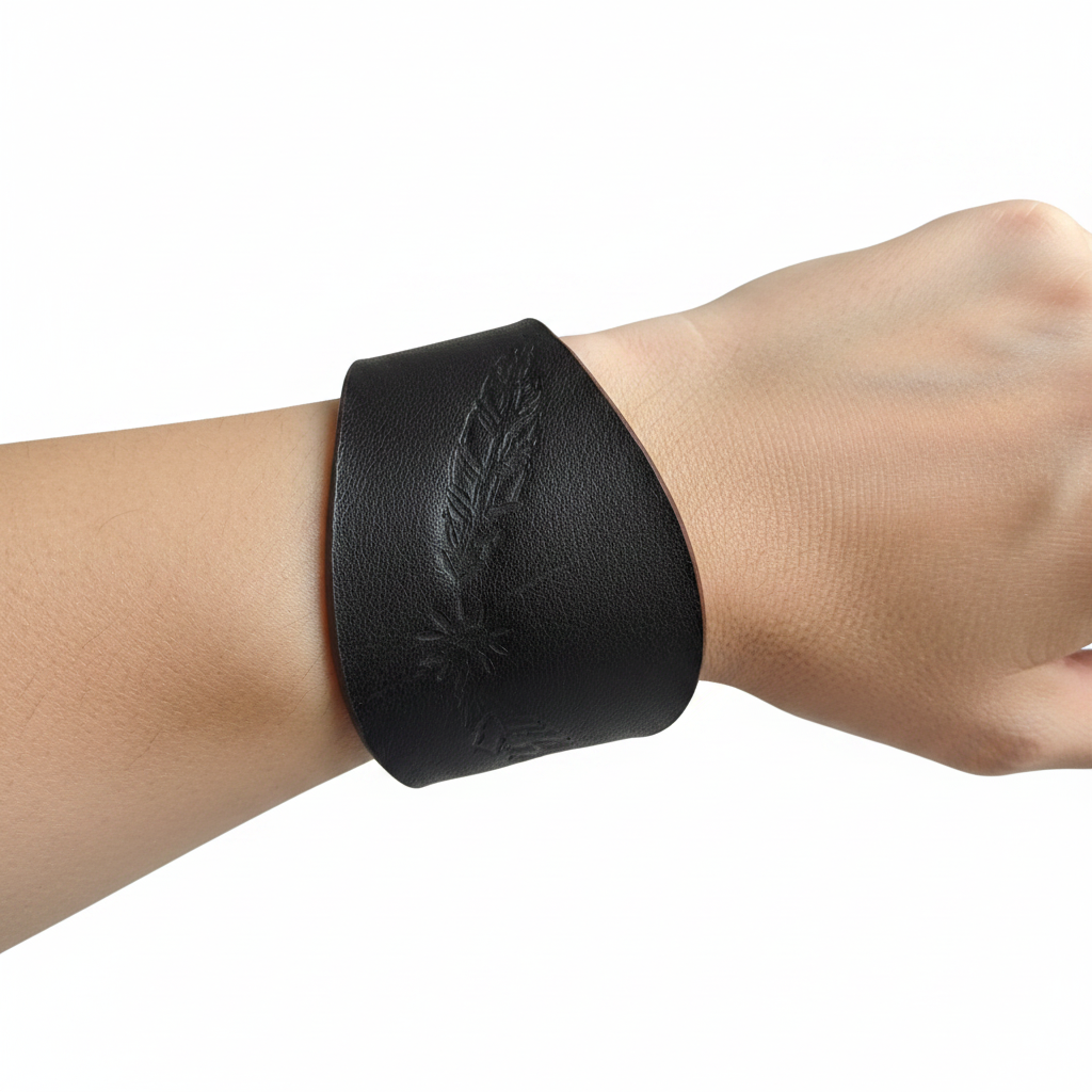 Dark embossed cuff model white bg
