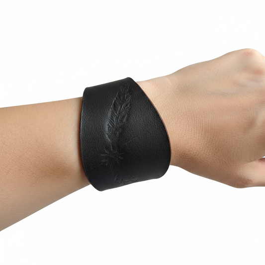 Dark embossed cuff model white bg