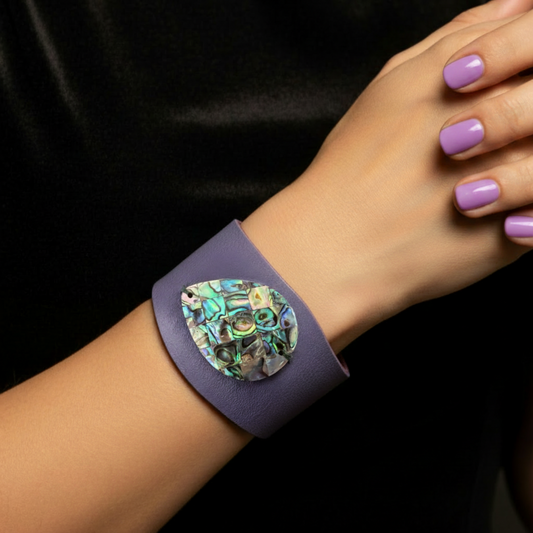 Lavender abalone cuff mauve nails black bg