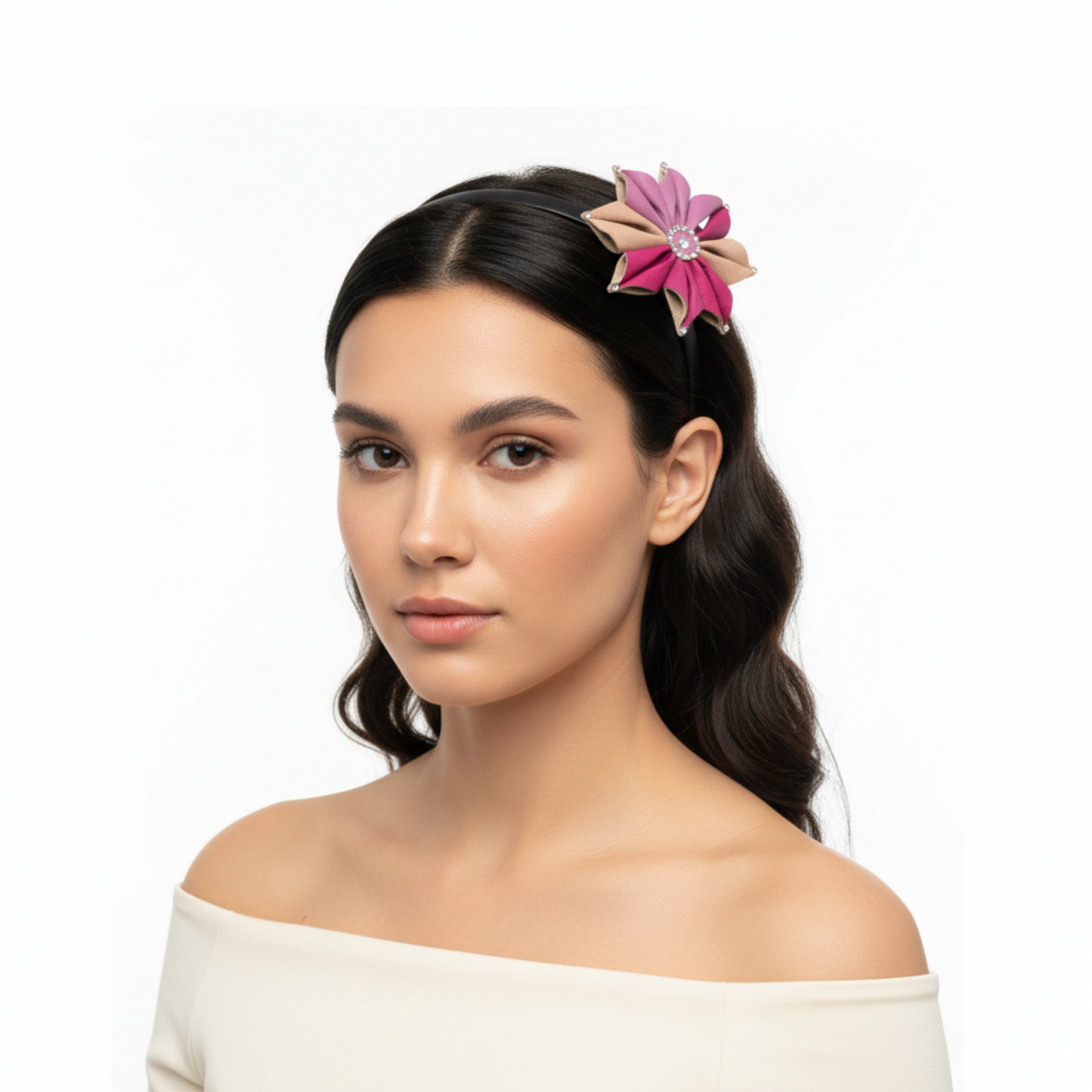 Leather Flower Headband