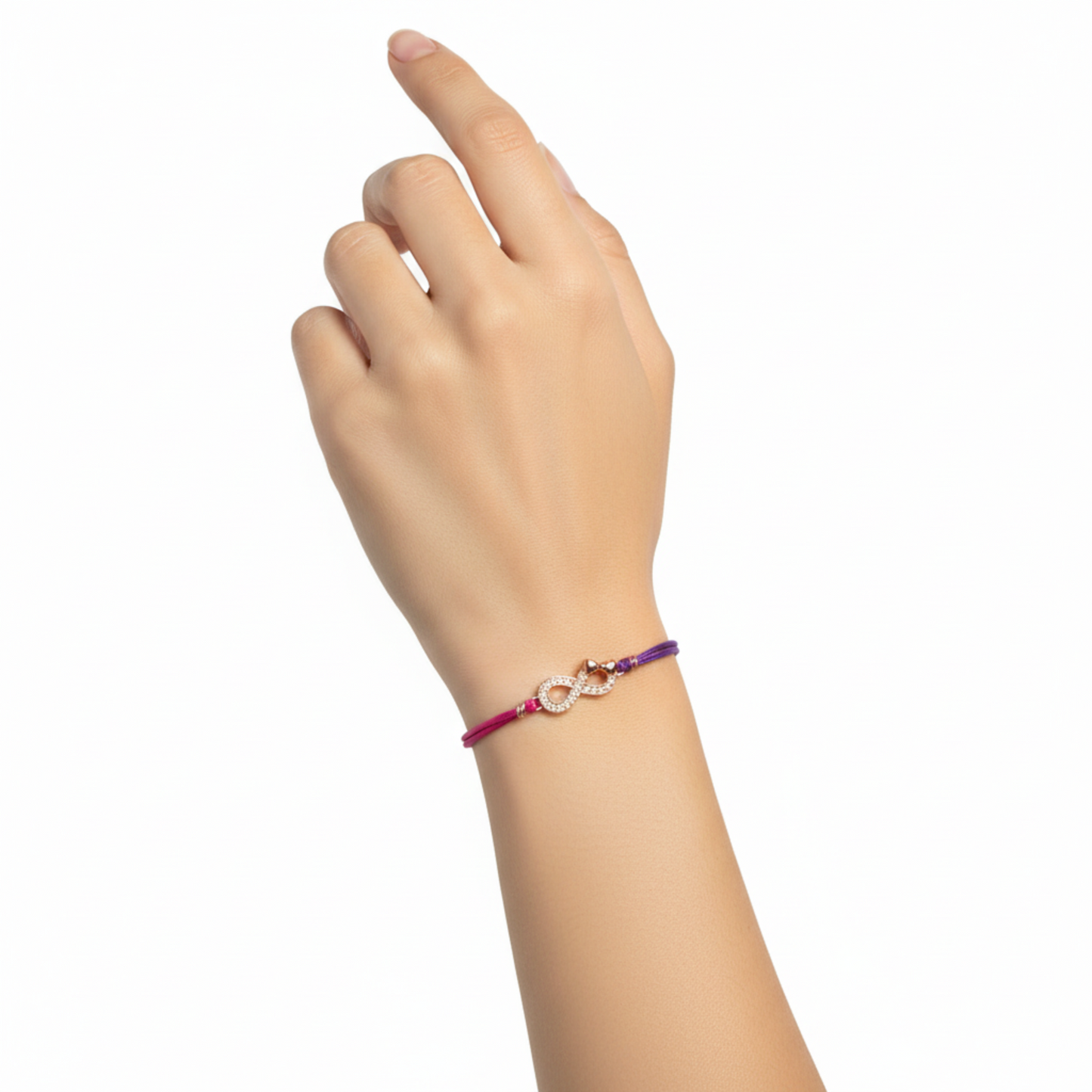 Model wearing bracelet with white background