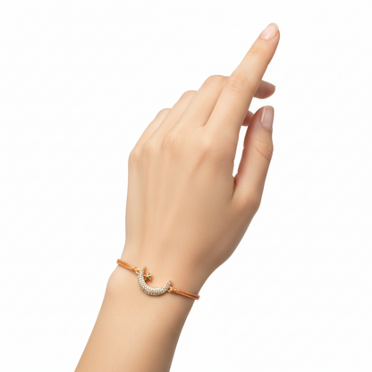 Model wearing Celestial Dreams Moon & Star Bracelet - alternate pose