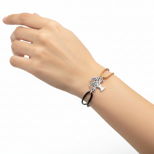 Model Wearing Tree of Life Bracelet
