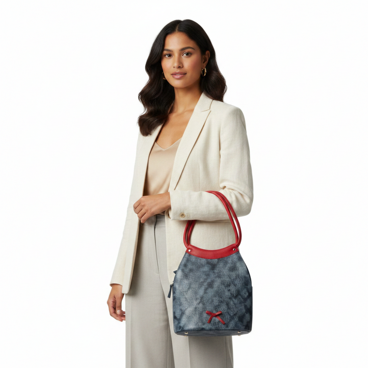 Model with Blue Bag — Red Handles