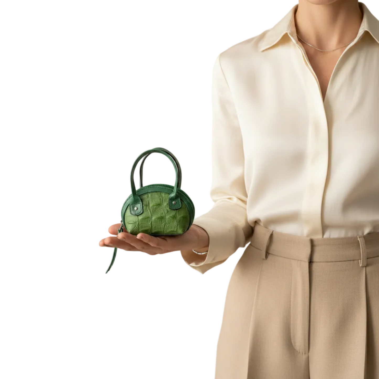 Palm-sized Mini Purse Model White Background